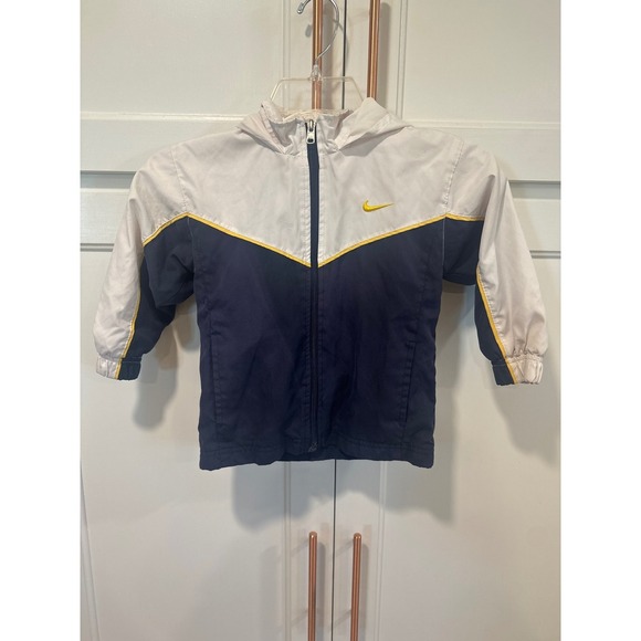 Nike Kids 3T Colorblock Windbreaker Jacket Navy Blue White Yellow - Picture 1 of 7